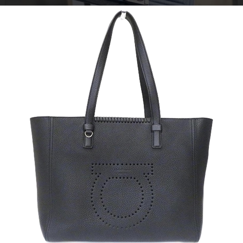 Salvatore Ferragamo Medium Satchel Marta Pebbled Leather - Rare Find! BLACK